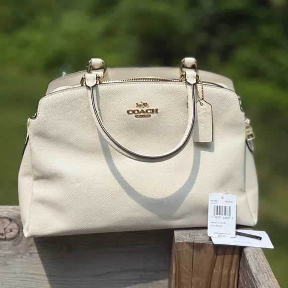 NEW Coach Lillie Carryall Satchel Chalk Crossgrain Leather Carryall Bag NWT - Picture 4 of 16